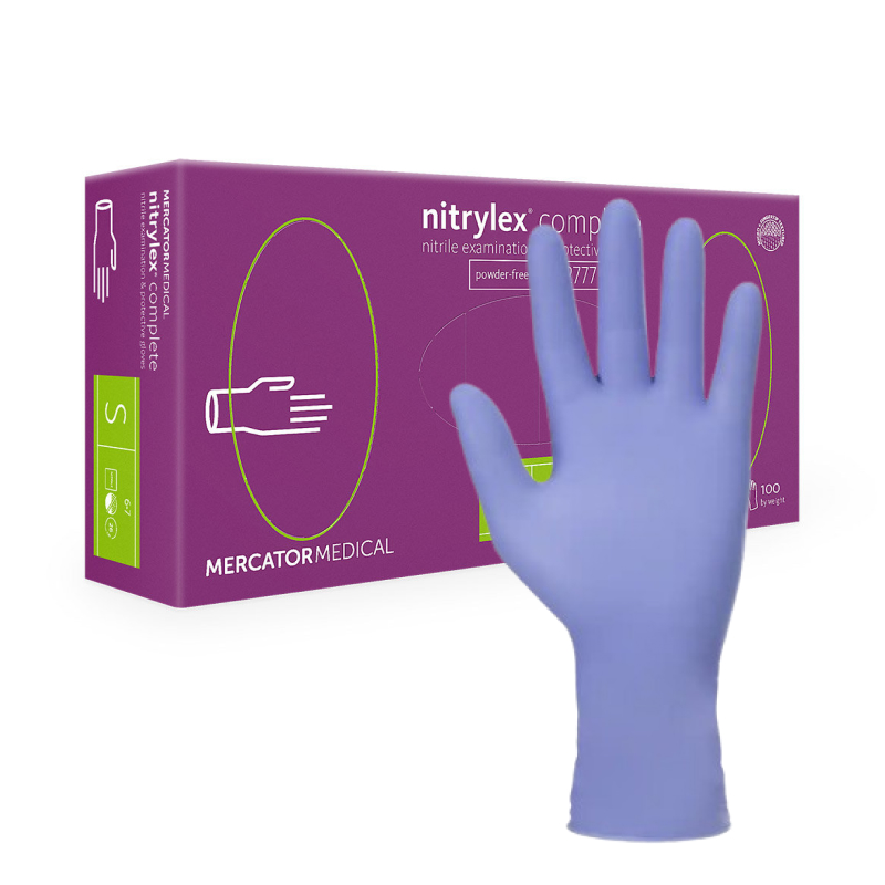 NITRYLEX - complete ROZMIAR S 100 szt. rękawice diagnostyczne i ochronne, nitrylowe, bez-pudrowe, fioletowe