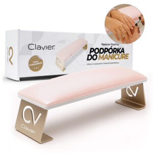 CLAVIER -  Podpórka pod dłonie do manicure, prostokątna – super soft, jasny róż-złota.